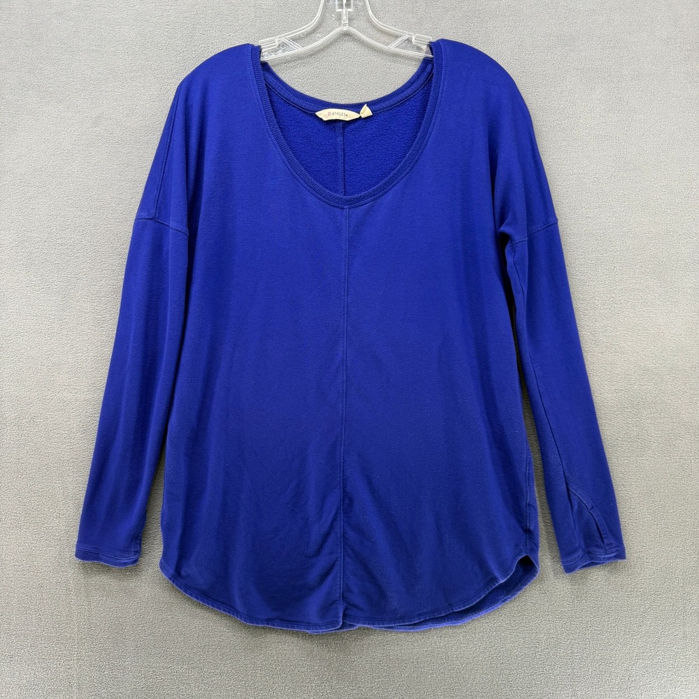 Athleta Blue V Neck Long Sleeve Top Womens Small Shirt Thumb Hole